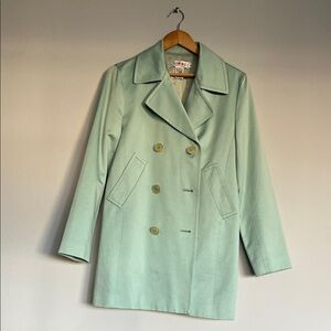 Isaac Mizrahi Light Green Double-Breasted Pea Coat